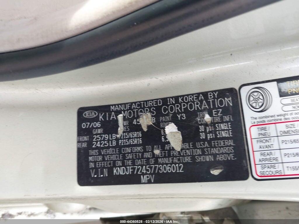KNDJF724577306012 2007 KIA SPORTAGE photo no. 9