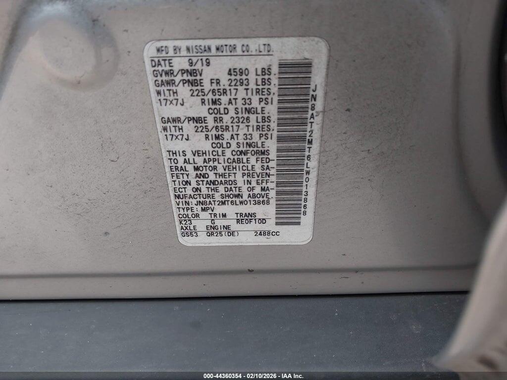 JN8AT2MT6LW013868 2020 NISSAN ROGUE photo no. 9