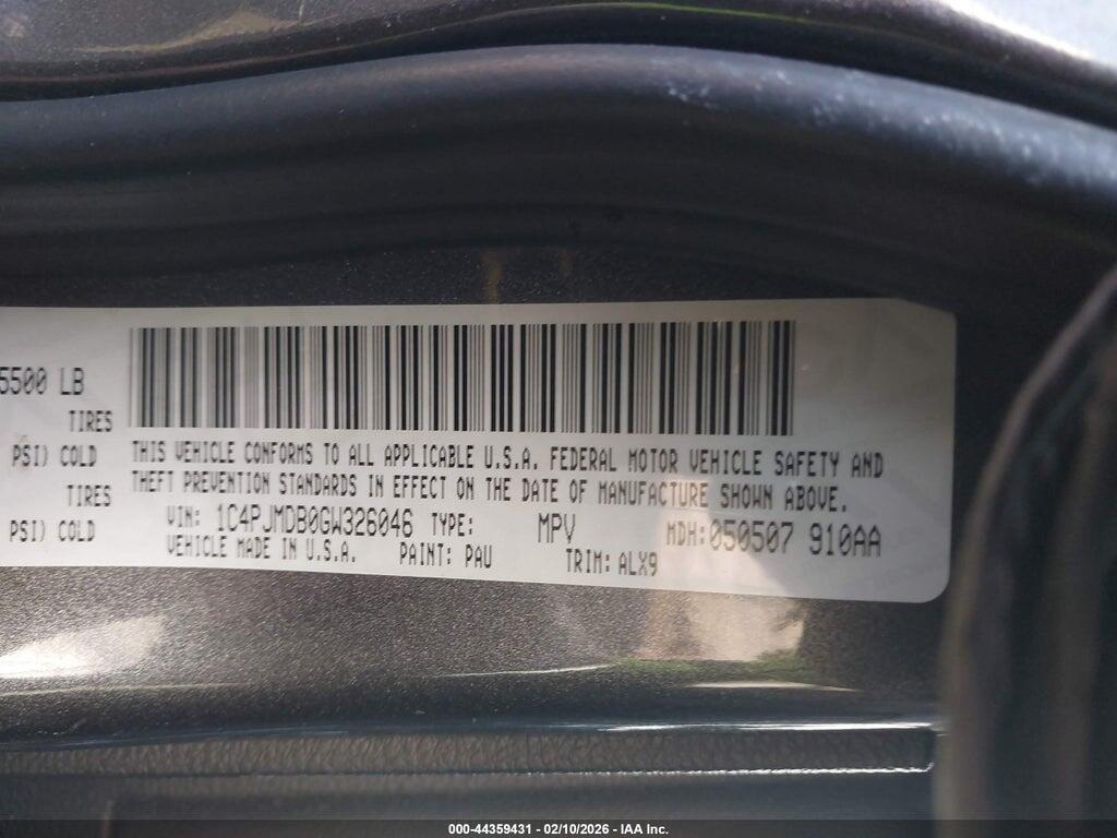 1C4PJMDB0GW326046 2016 JEEP CHEROKEE photo no. 9