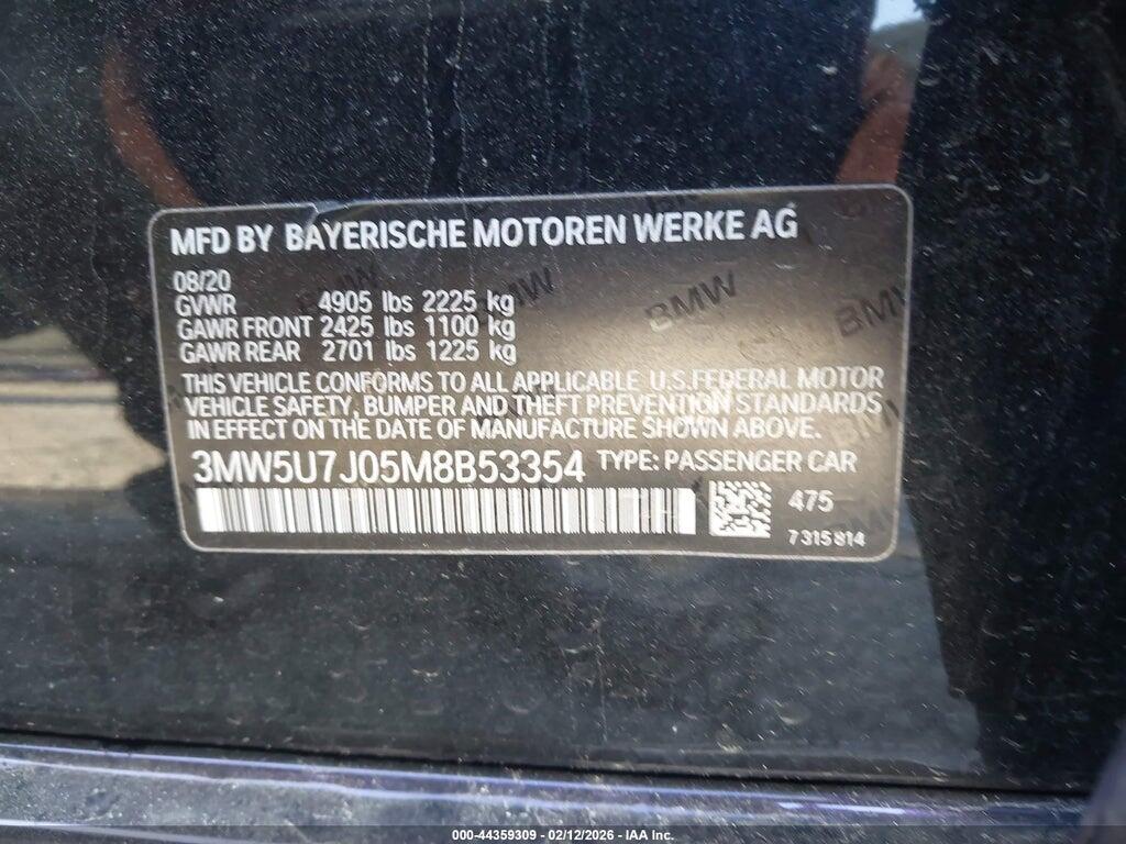 3MW5U7J05M8B53354 2021 BMW 3 SERIES photo no. 9