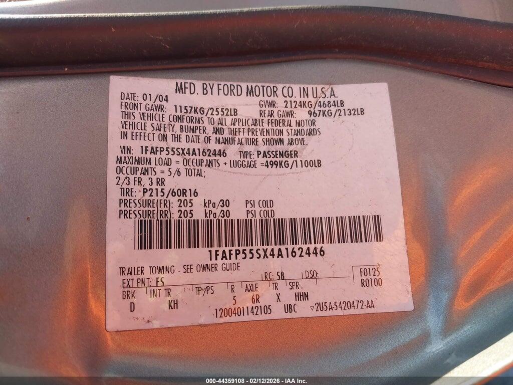 1FAFP55SX4A162446 2004 FORD TAURUS photo no. 9