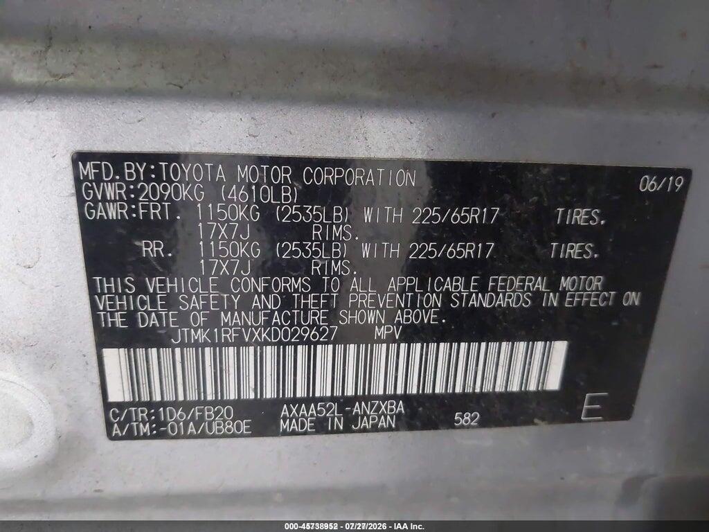 JTMK1RFVXKD029627 2019 TOYOTA RAV4 photo no. 9