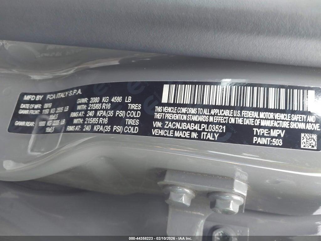 ZACNJBAB4LPL03521 2020 JEEP RENEGADE photo no. 9