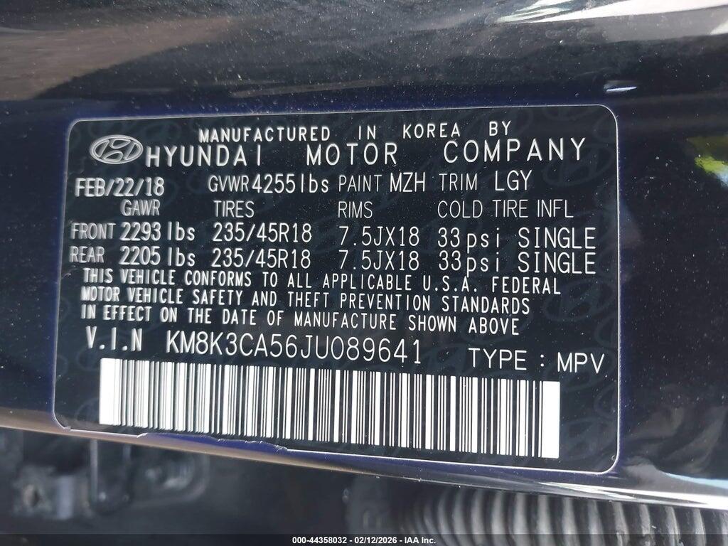 KM8K3CA56JU089641 2018 HYUNDAI KONA photo no. 9