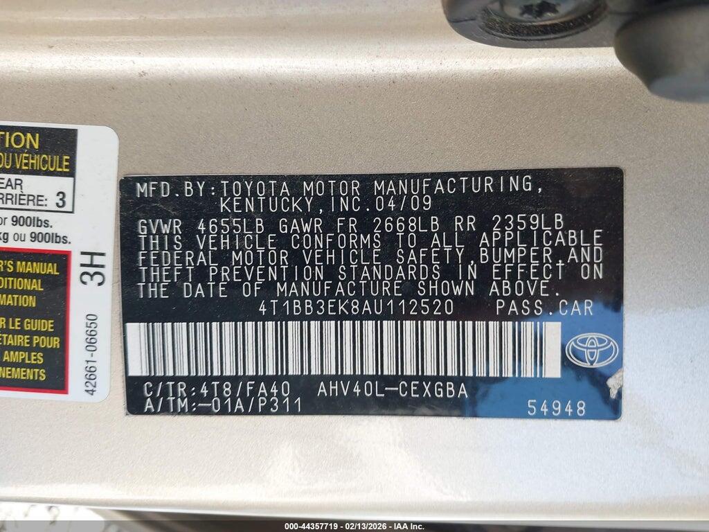 4T1BB3EK8AU112520 2010 TOYOTA CAMRY HYBRID photo no. 9