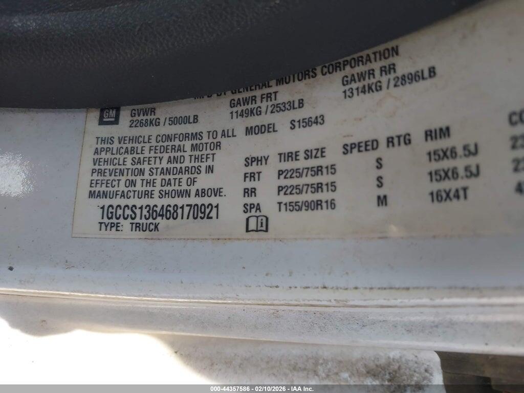 1GCCS136468170921 2006 CHEVROLET COLORADO photo no. 9