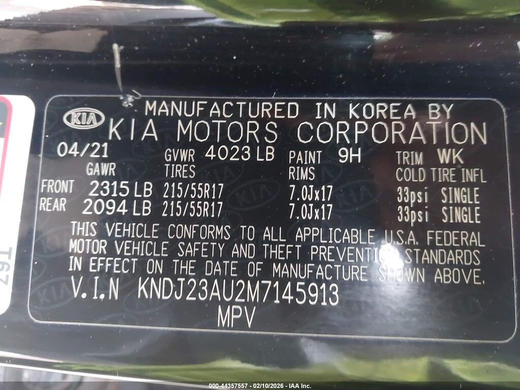 KNDJ23AU2M7145913 2021 KIA SOUL photo no. 9