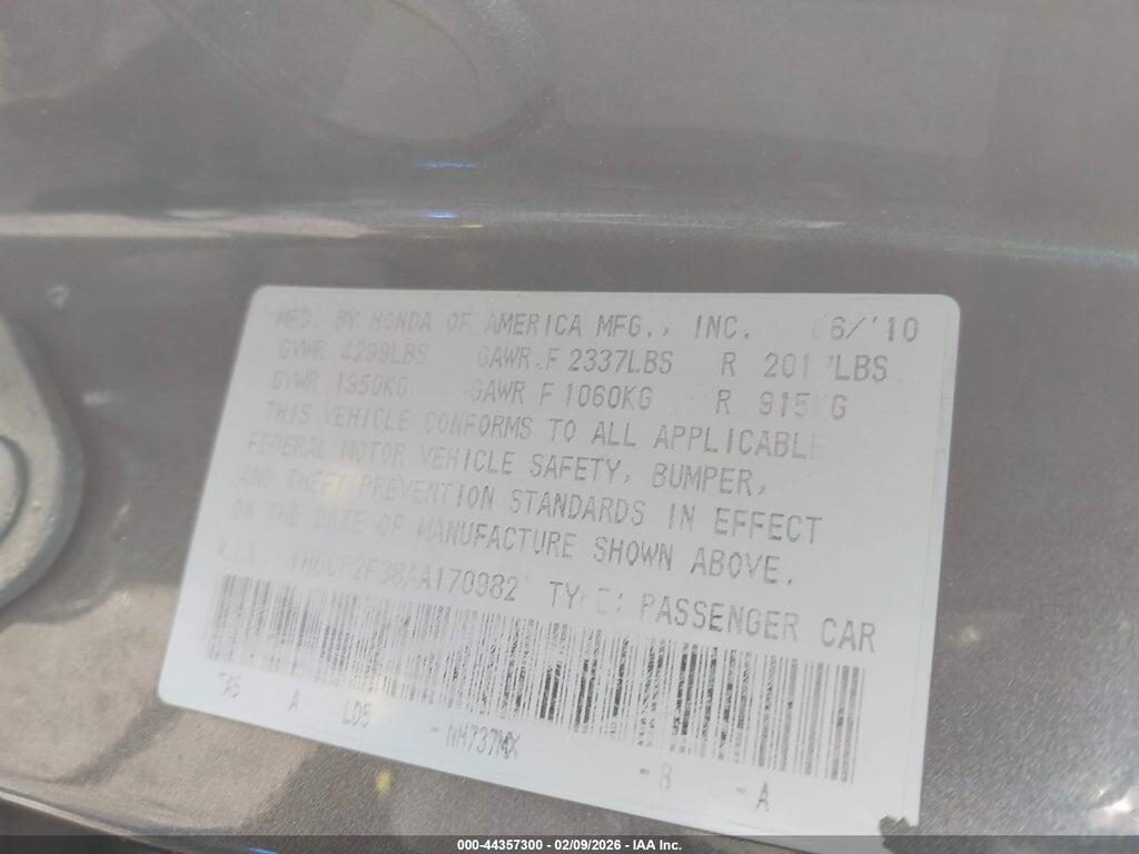1HGCP2F38AA170982 2010 HONDA ACCORD photo no. 9