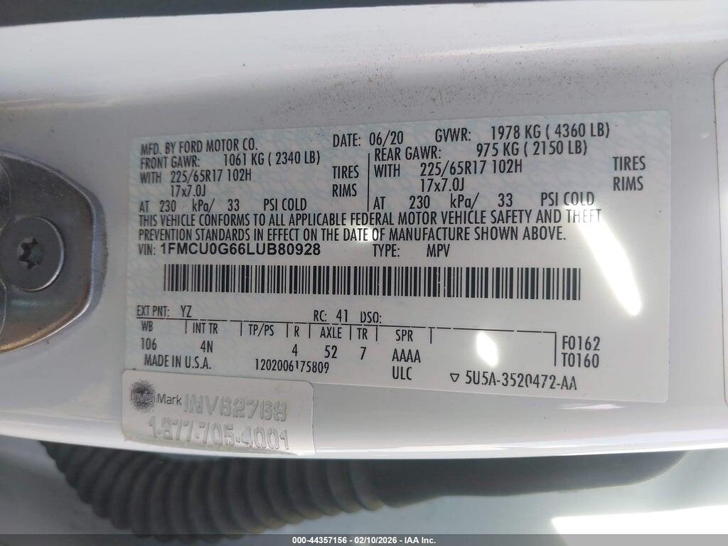1FMCU0G66LUB80928 2020 FORD ESCAPE photo no. 9