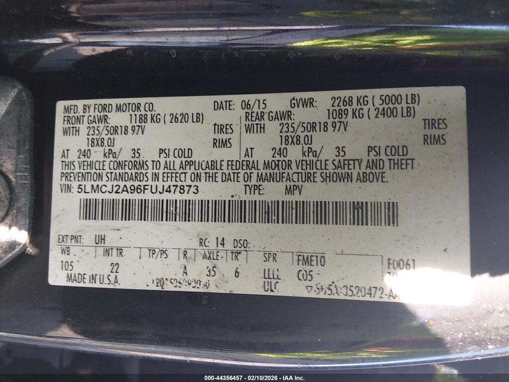5LMCJ2A96FUJ47873 2015 LINCOLN MKC photo no. 9
