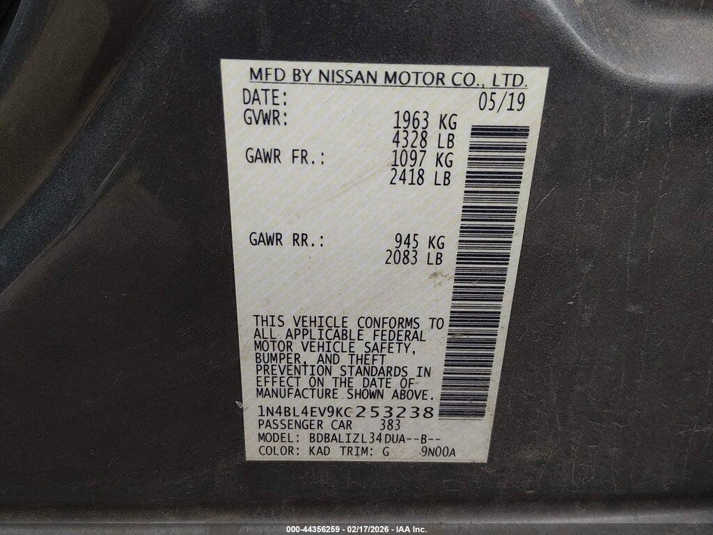 1N4BL4EV9KC253238 2019 NISSAN ALTIMA photo no. 9