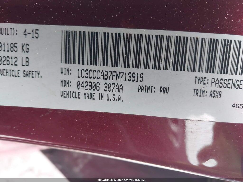 1C3CCCAB7FN713919 2015 CHRYSLER 200 photo no. 9