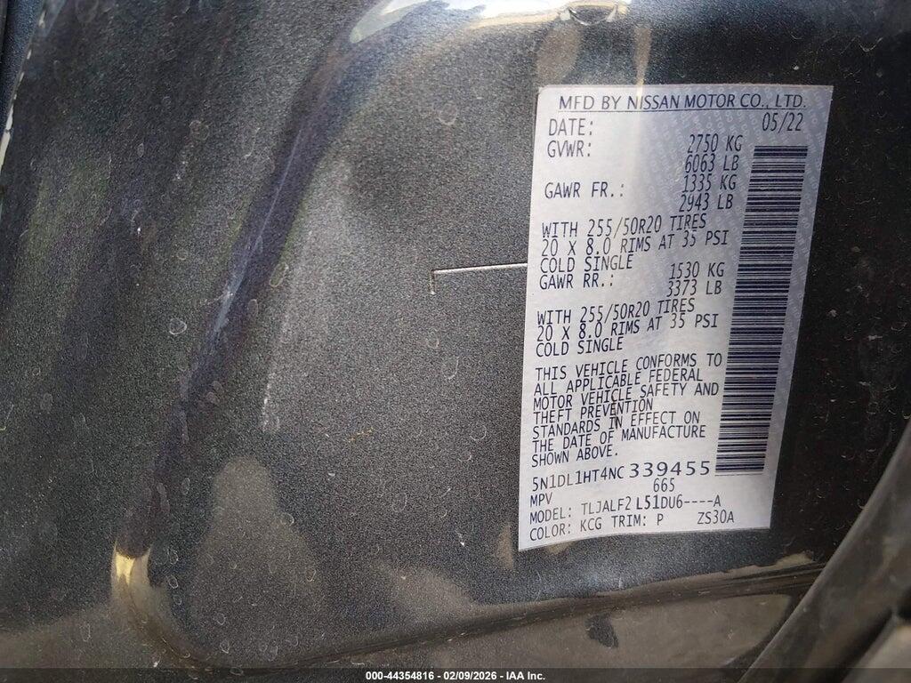 5N1DL1HT4NC339455 2022 INFINITI QX60 photo no. 9