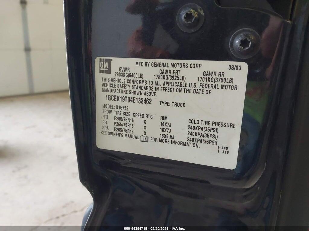 1GCEK19T04E132462 2004 CHEVROLET SILVERADO 1500 photo no. 9