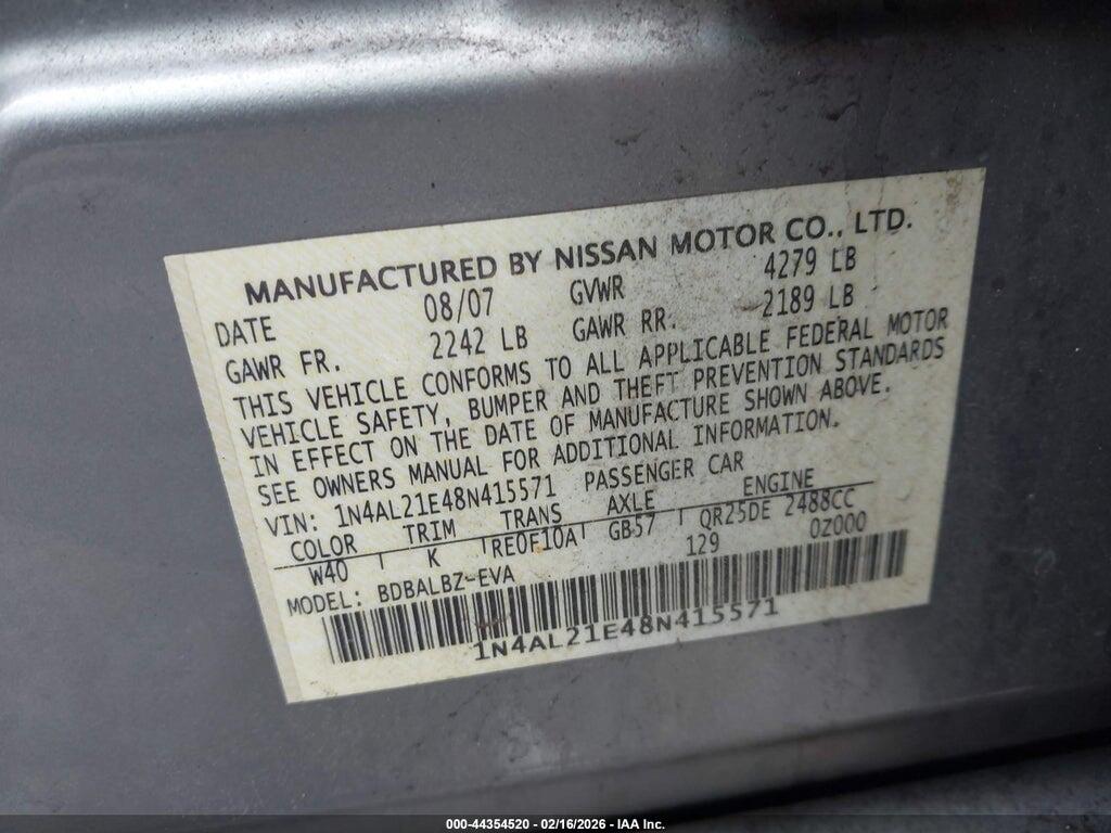1N4AL21E48N415571 2008 NISSAN ALTIMA photo no. 9