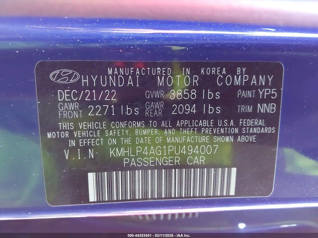 KMHLP4AG1PU494007 2023 HYUNDAI ELANTRA photo no. 9