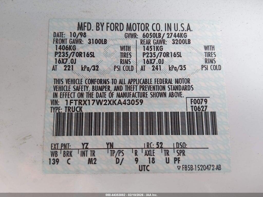 1FTRX17W2XKA43059 1999 FORD F-150 photo no. 9