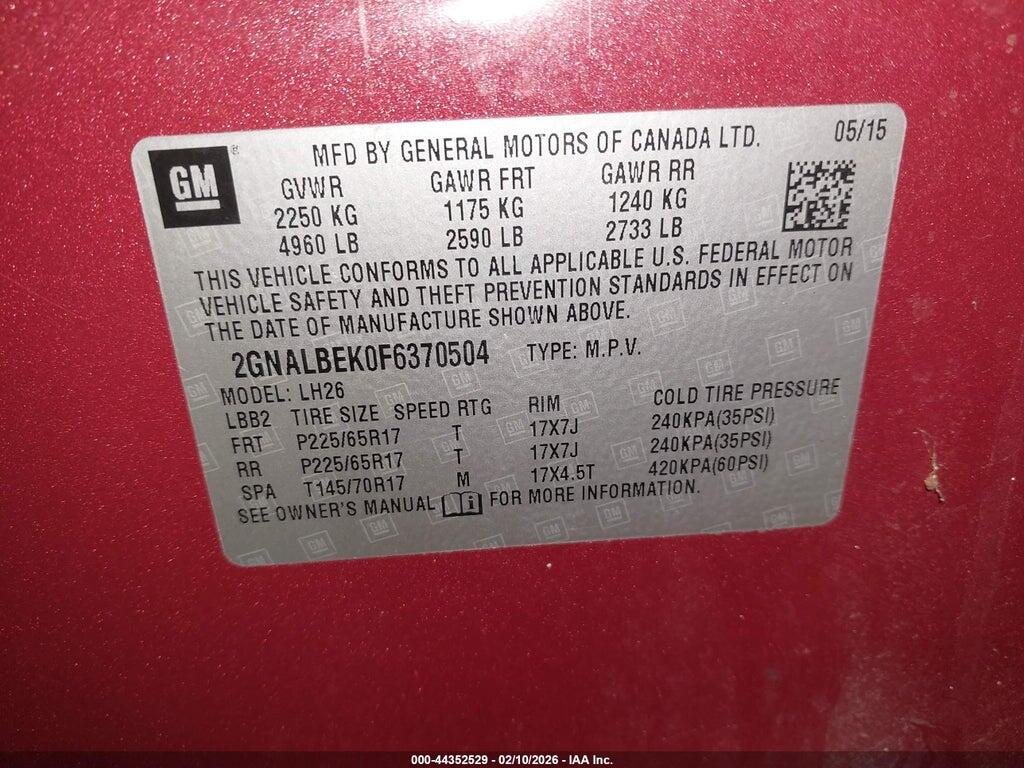2GNALBEK0F6370504 2015 CHEVROLET EQUINOX photo no. 9