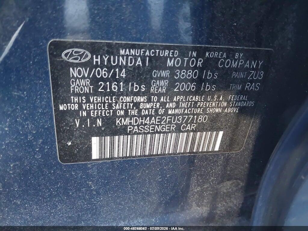 KMHDH4AE2FU377180 2015 HYUNDAI ELANTRA photo no. 9
