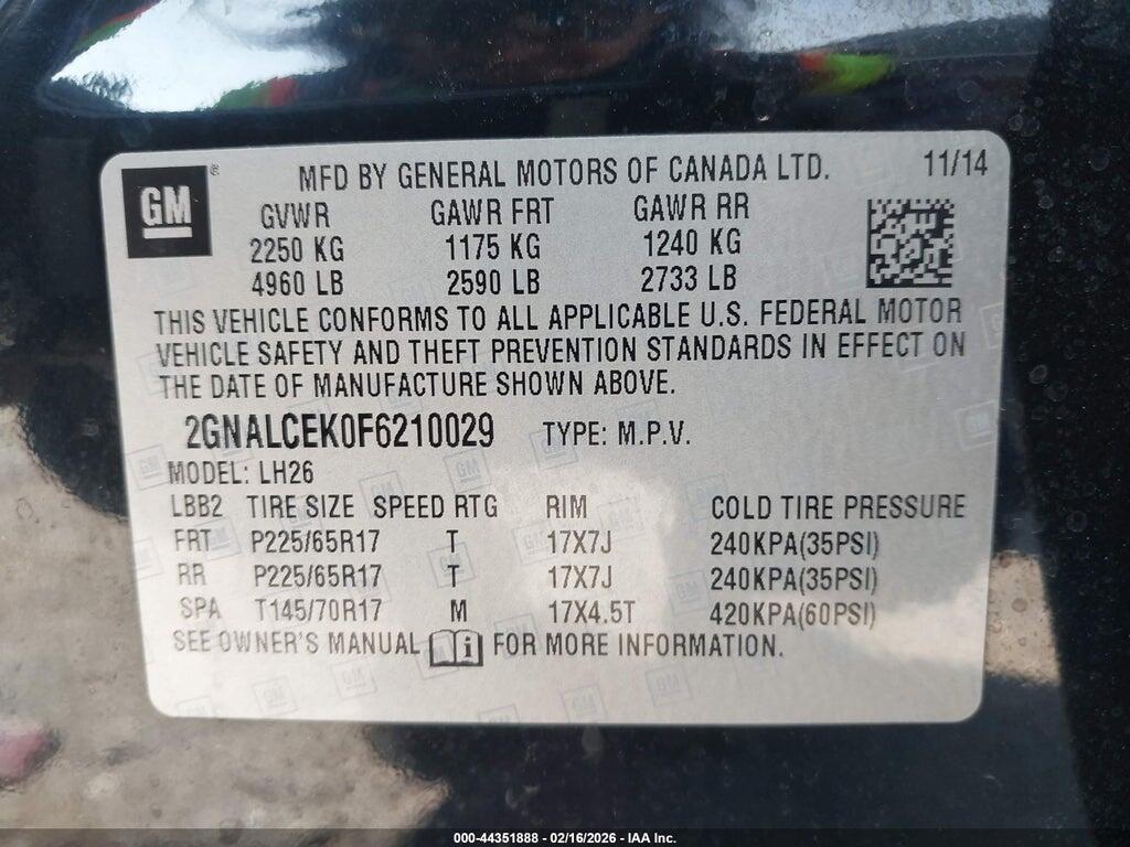 2GNALCEK0F6210029 2015 CHEVROLET EQUINOX photo no. 9