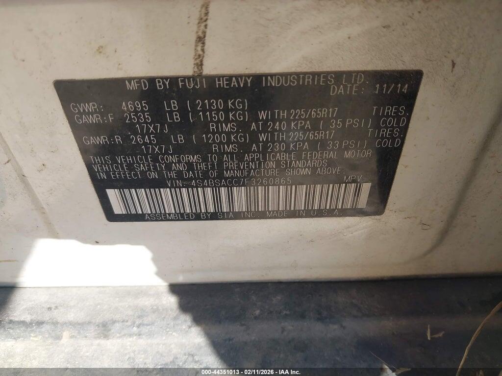 4S4BSACC7F3260865 2015 SUBARU OUTBACK photo no. 9