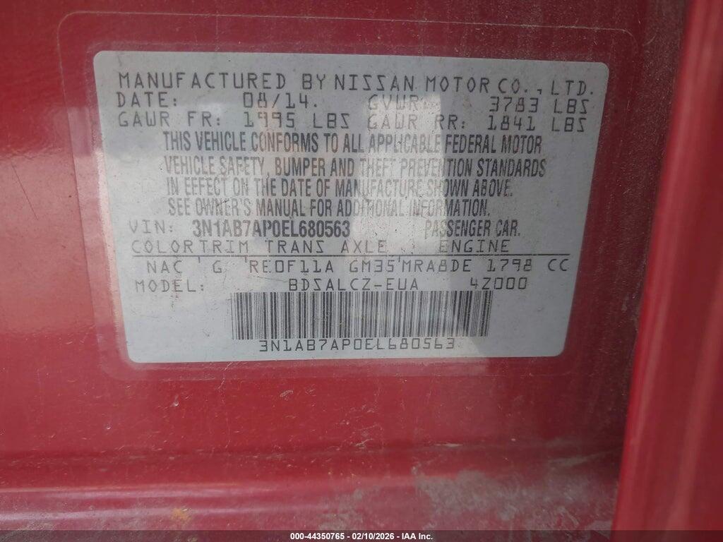 3N1AB7AP0EL680563 2014 NISSAN SENTRA photo no. 9