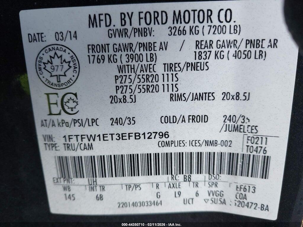 1FTFW1ET3EFB12796 2014 FORD F-150 photo no. 9