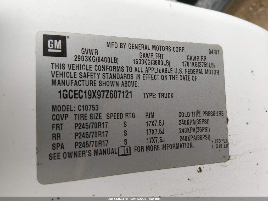 1GCEC19X97Z607121 2007 CHEVROLET SILVERADO 1500 photo no. 9