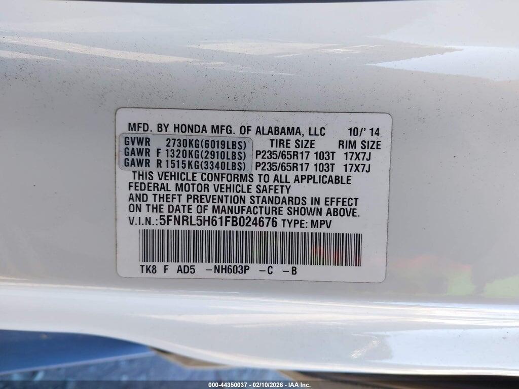 5FNRL5H61FB024676 2015 HONDA ODYSSEY photo no. 9