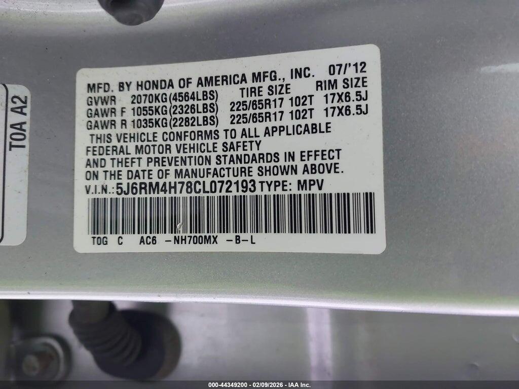 5J6RM4H78CL072193 2012 HONDA CR-V photo no. 9