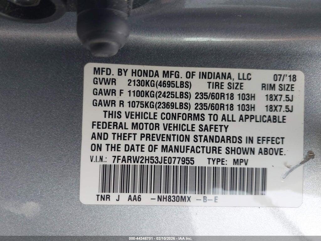 7FARW2H53JE077955 2018 HONDA CR-V photo no. 9