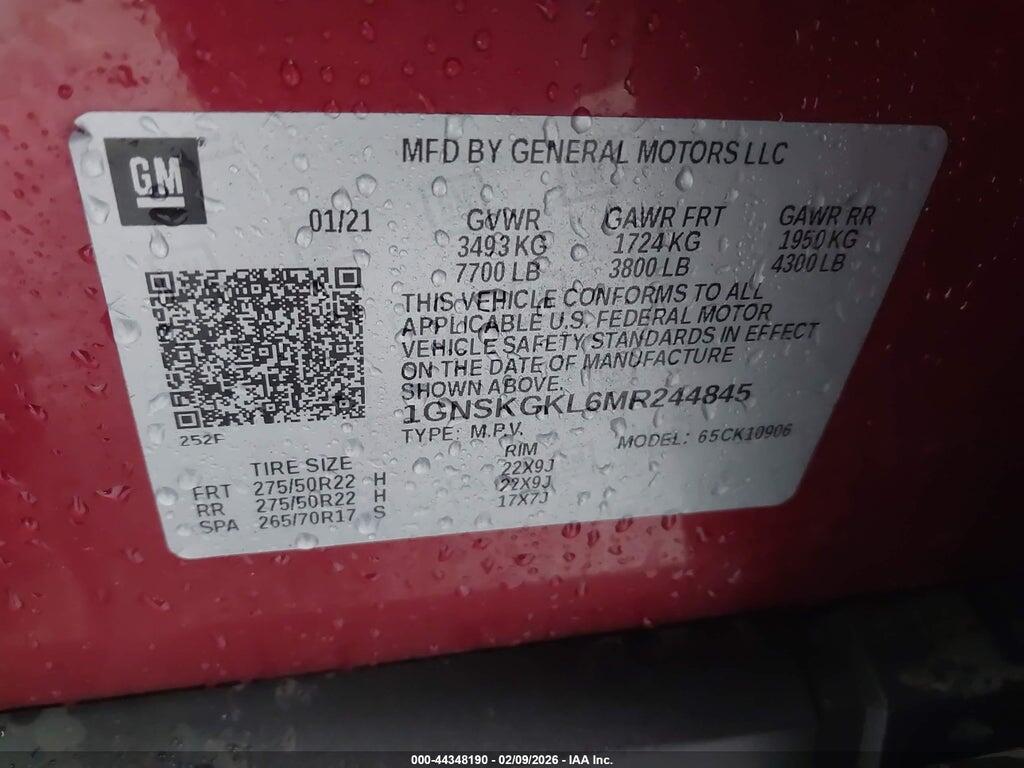 1GNSKGKL6MR244845 2021 CHEVROLET SUBURBAN photo no. 9