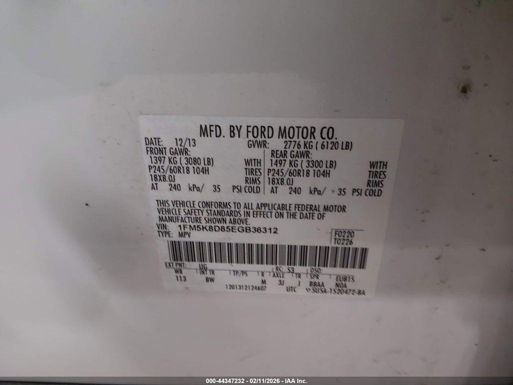 1FM5K8D85EGB36312 2014 FORD EXPLORER photo no. 9