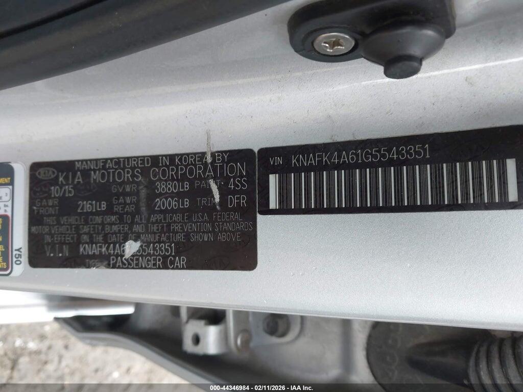 KNAFK4A61G5543351 2016 KIA FORTE photo no. 9