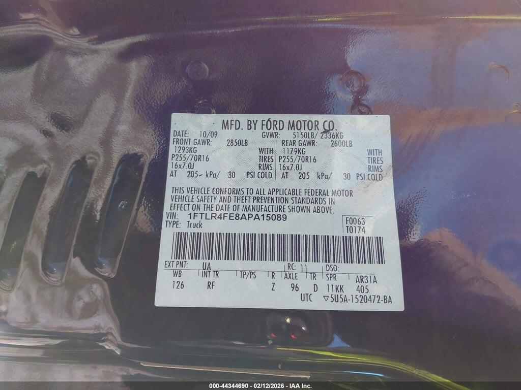 1FTLR4FE8APA15089 2010 FORD RANGER photo no. 9