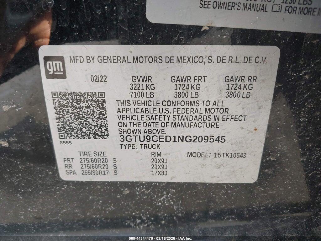 3GTU9CED1NG209545 2022 GMC SIERRA 1500 LIMITED photo no. 9