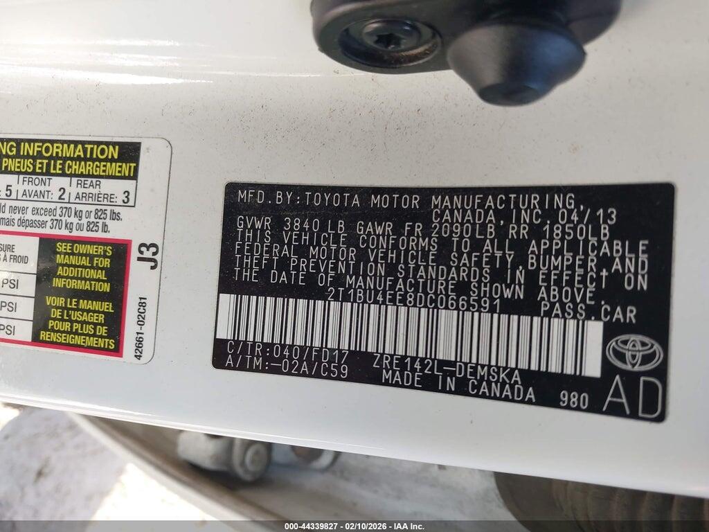 2T1BU4EE8DC066591 2013 TOYOTA COROLLA photo no. 9