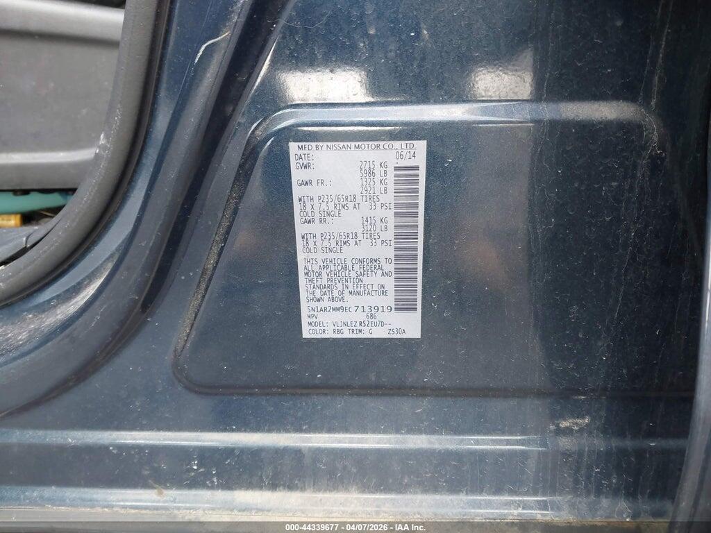 5N1AR2MM9EC713919 2014 NISSAN PATHFINDER photo no. 9