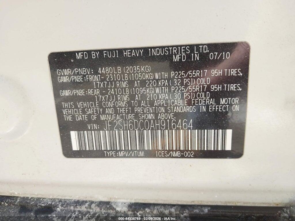 JF2SH6DC0AH916464 2010 SUBARU FORESTER photo no. 9