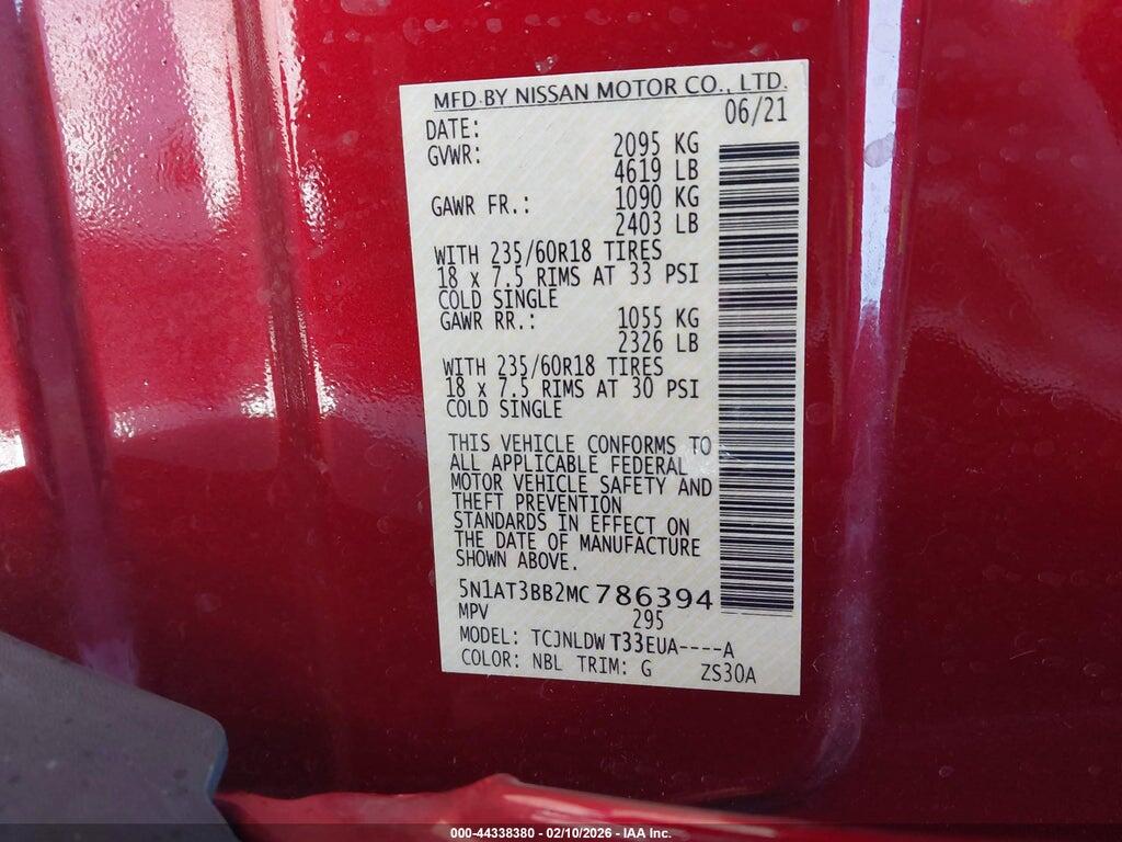 5N1AT3BB2MC786394 2021 NISSAN ROGUE photo no. 9