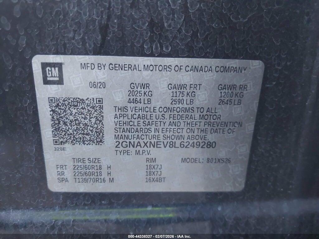 2GNAXNEV8L6249280 2020 CHEVROLET EQUINOX photo no. 9