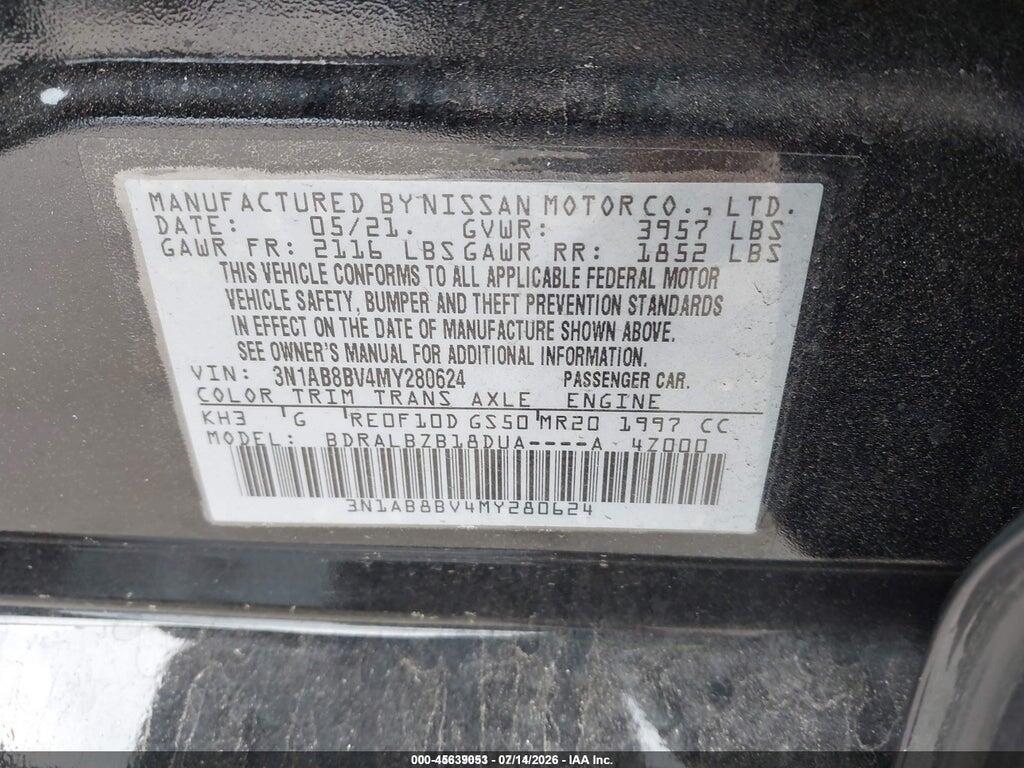 3N1AB8BV4MY280624 2021 NISSAN SENTRA photo no. 9