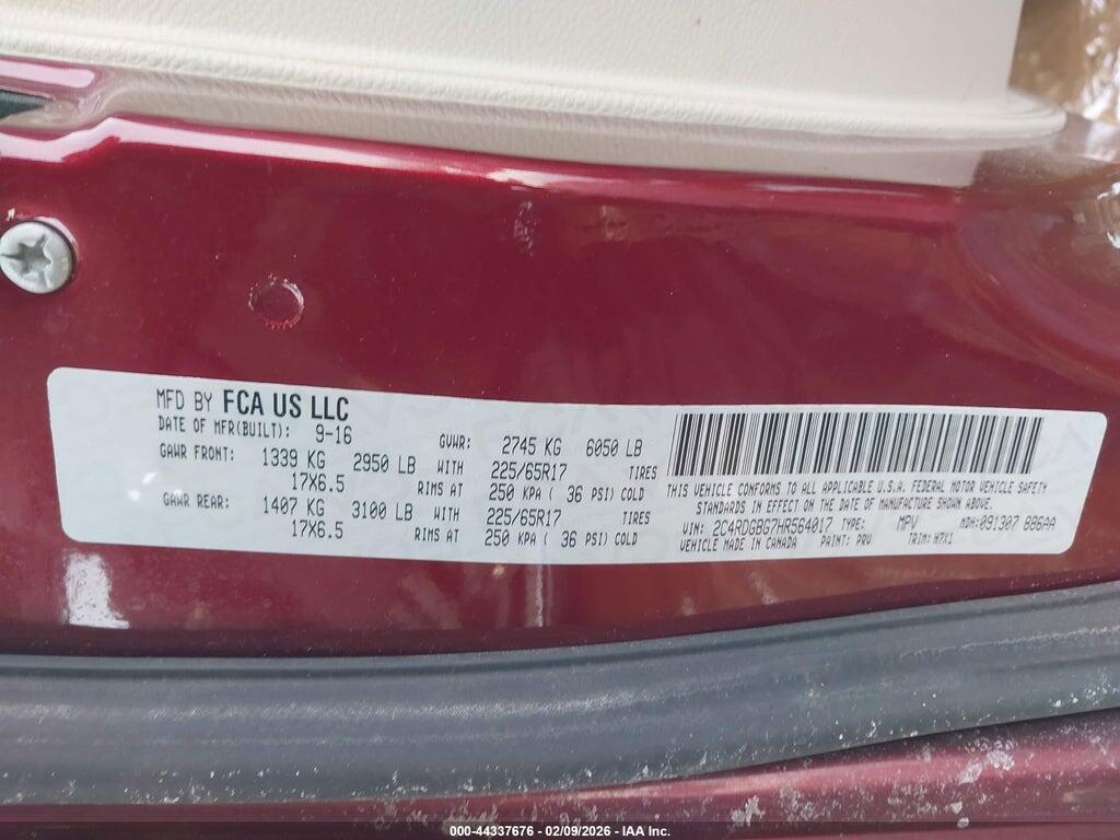 2C4RDGBG7HR564017 2017 DODGE GRAND CARAVAN photo no. 9