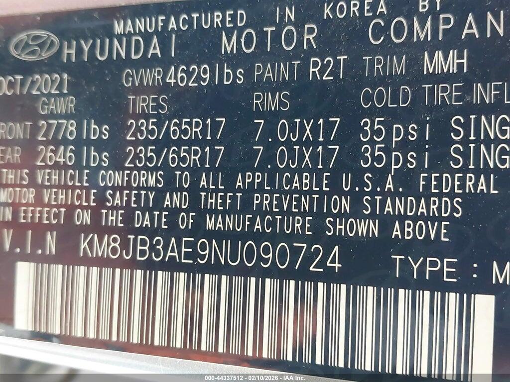 KM8JB3AE9NU090724 2022 HYUNDAI TUCSON photo no. 9