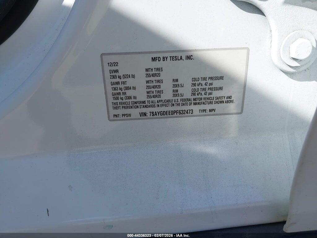 7SAYGDEE0PF632473 2023 TESLA MODEL Y photo no. 9