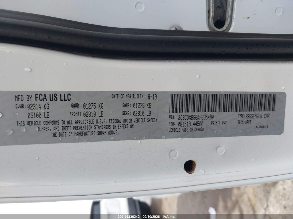 2C3CDXBG6KH695480 2019 DODGE CHARGER photo no. 9