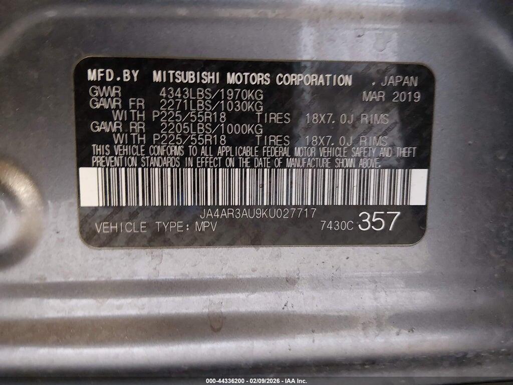 JA4AR3AU9KU027717 2019 MITSUBISHI OUTLANDER SPORT photo no. 9