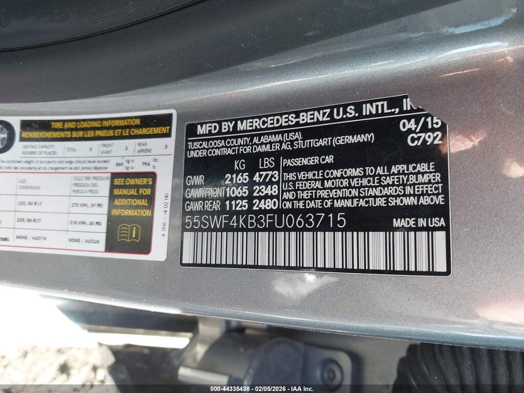 55SWF4KB3FU063715 2015 MERCEDES-BENZ C 300 photo no. 9