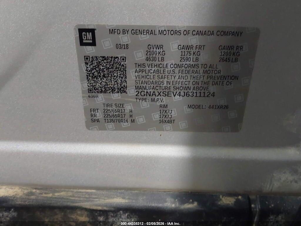 2GNAXSEV4J6311124 2018 CHEVROLET EQUINOX photo no. 9