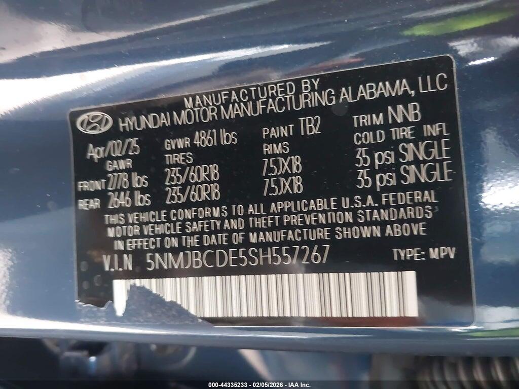 5NMJBCDE5SH557267 2025 HYUNDAI TUCSON photo no. 9